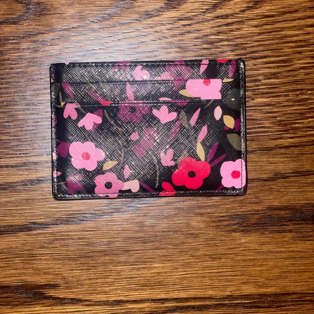 Kate Spade Black Wallet with Pink and Red Floral Design - Picture 4 of 4